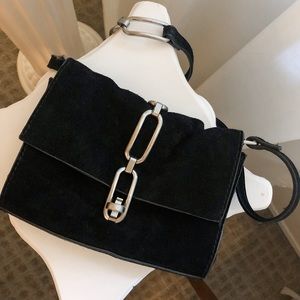 ZARA black suede chain bag